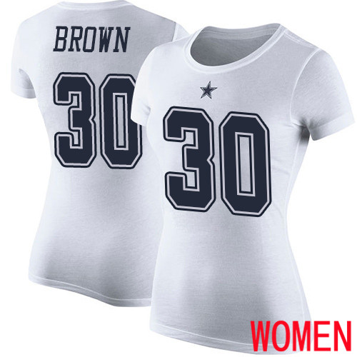 Women Dallas Cowboys White Anthony Brown Rush Pride Name and Number #30 Nike NFL T Shirt->youth nfl jersey->Youth Jersey